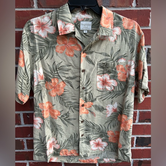 Trader Bay Other - Trader Bay Washable Silk Men’s Short Sleeve Button Down Floral Hawaiian M Shirt